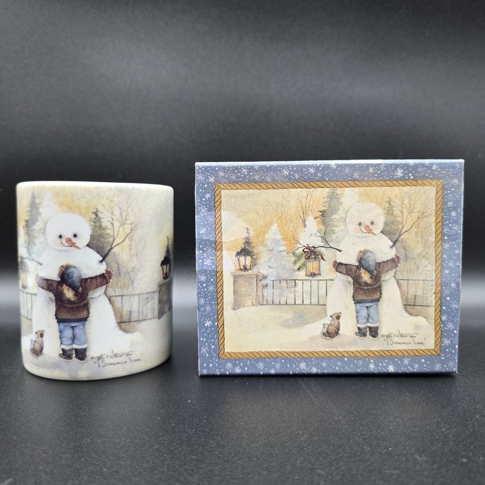 Snowman Love Mug Pat Richter‎ 2000 Winter Art Coffee Cup w/ Box